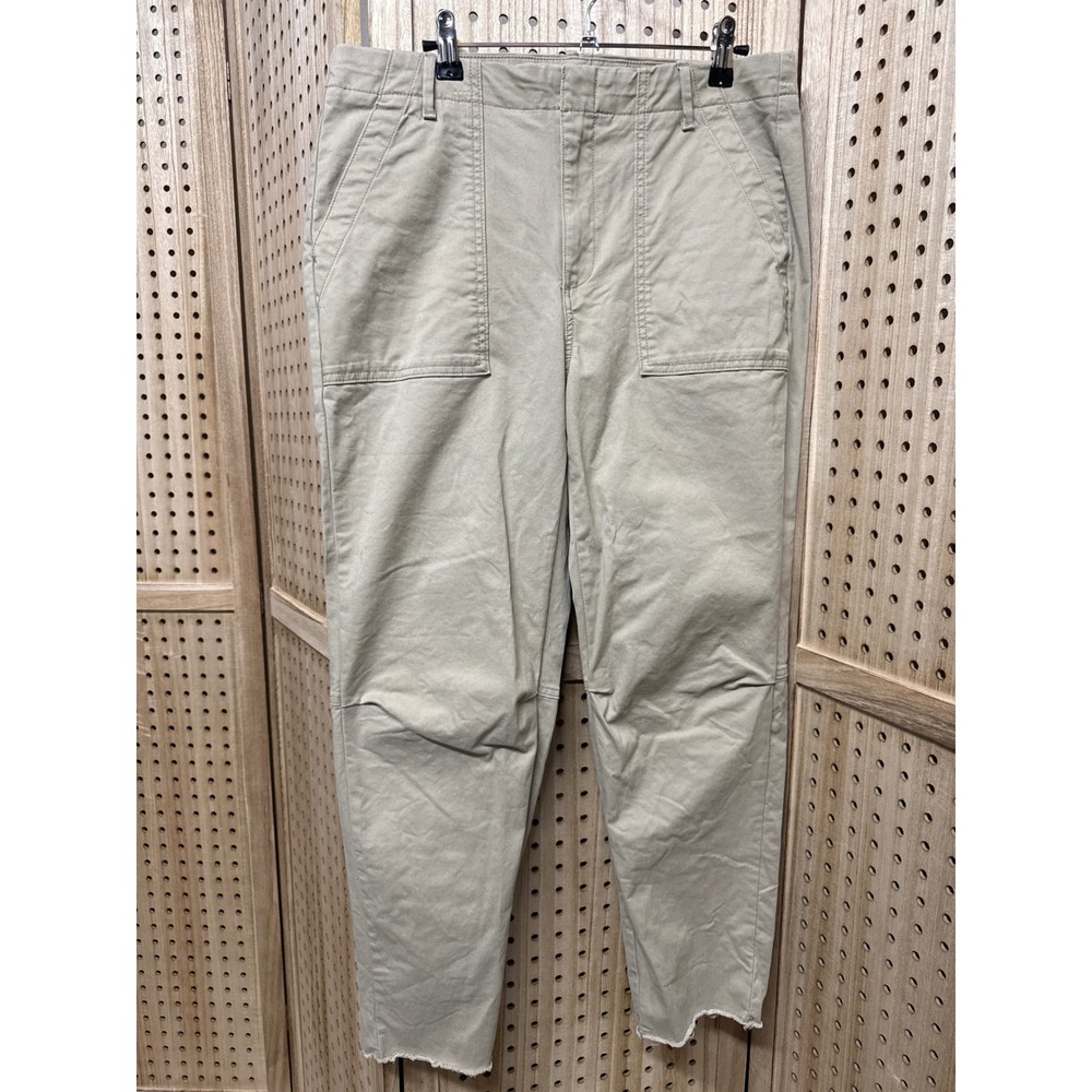 Banana Republic Girlfriend Authentic Chino Pants Khaki Tan Raw Hem Womens 10